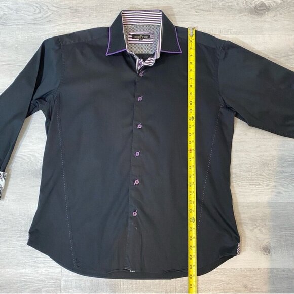 Bertigo High End Modern fit Design Black and Purple 100% Cotton Wide Cuffs XXL - Picture 6 of 16